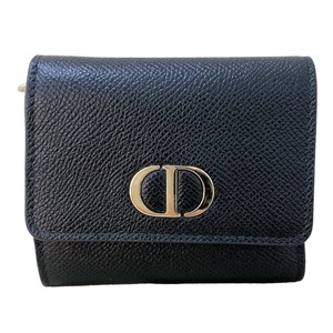 クリスチャン・ディオール Christian Dior 30モンテーニュコンパクトウォレット S2057OBAE ブラック　グレインカーフレザー 三つ折り財布