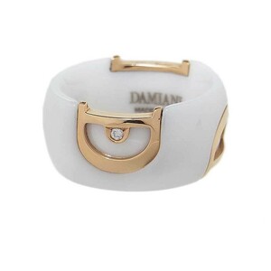 ダミアーニ DAMIANI Dアイコン ホワイトセラミック ダイヤモンド1P リング K18PG ジュエリー 中古