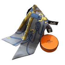 エルメス HERMES ツイリー CLIOUETIS グレー等 シルク100% スカーフ ユニセックス 中古_画像8