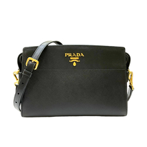 プラダ PRADA サフィアーノ ショルダーバッグ 1BH104 ブラック レザー ショルダーバッグ レディース 中古_画像1