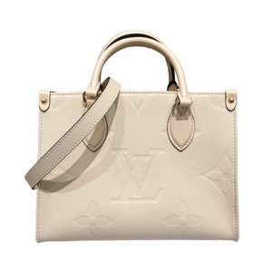 ルイ・ヴィトン LOUIS VUITTON オンザゴーPM M46569 クレーム モノグラム・アンプラント ハンドバッグ レディース 中古