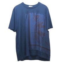エルメス HERMES EX-LIBRIS カレシルクTシャツ ブルー コットン 半袖Ｔシャツ メンズ 中古_画像1