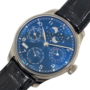 インターナショナルウォッチカンパニー IWC ポルトギーゼ パーペチュアルカレンダー IW503401 ブルー K18WG/革ベルト 腕時計 メンズ 中古