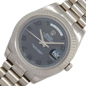 ロレックス ROLEX デイデイト２ コンセントリック 218239 グレー K18WG 腕時計 メンズ 中古