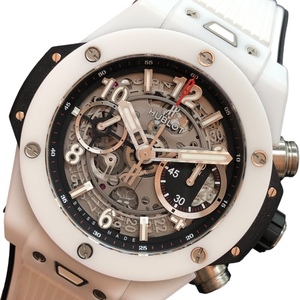 ウブロ HUBLOT ビッグバン ウニコ ホワイトセラミック 441.HX.1170.RX スケルトン文字盤 チタン/セラミック 腕時計 メンズ 中古