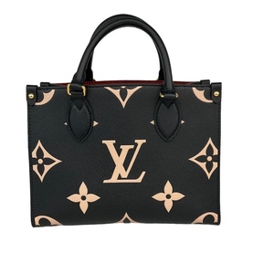 ルイ・ヴィトン LOUIS VUITTON オンザゴーPM M45659 ブラック モノグラムアンプラントレザー ハンドバッグ レディース 中古