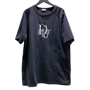 クリスチャン・ディオール Christian Dior × ERL ダメージ加工 ロゴ Tシャツ 313J647A0817 ブラック/シルバー 半袖Ｔシャツ メンズ 中古