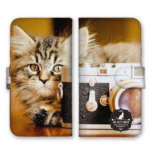 多機種対応 手帳型 スマホ ケース カバー iPhone15 AQUOS Galaxy Xperia 子猫 カメラ 写真