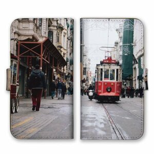 多機種対応 手帳型 スマホ ケース カバー iPhone15 AQUOS Galaxy Xperia 路面電車 街並み 風景