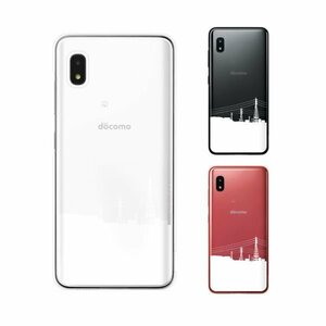 Galaxy A21 SC-42A ギャラクシー スマホ ケース ハード カバー シルエット2 ホワイト 電線 風景 シンプル クリアデザイン