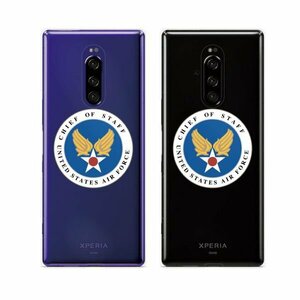 Xperia 1 SO-03L / SOV40 / 802SO スマホ ケース ハード カバー 空軍3 米軍 ミリタリー USAF クリアデザイン