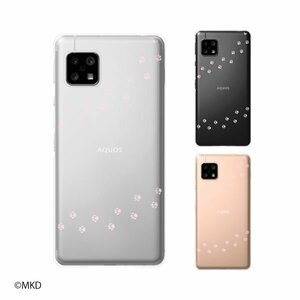 AQUOS sense4 SH-41A スマホ ケース ハード カバー 肉球2 ピンク ネコ イヌ 透明