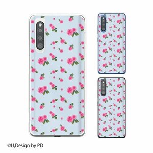 Galaxy A41 ( SC-41A / SCV48 ) ギャラクシー スマホ ケース ハード カバー 花柄2 水色 薔薇 バラ