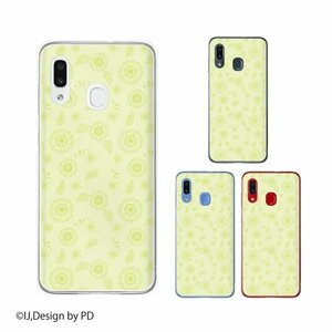 au Galaxy A30 SCV43 ギャラクシー スマホ ケース ハード カバー 花柄 黄緑