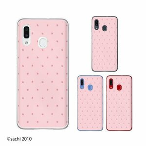 au Galaxy A30 SCV43 ギャラクシー スマホ ケース ハード カバー イチゴ ドット ピンク