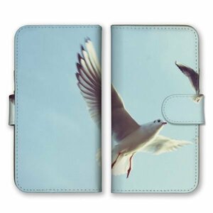 多機種対応 手帳型 スマホ ケース カバー iPhone15 AQUOS Galaxy Xperia カモメ 鳥 自然