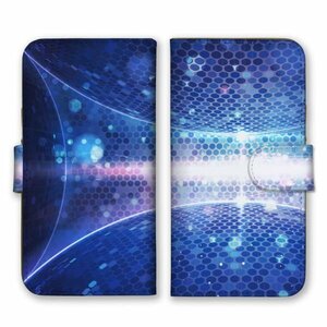 多機種対応 手帳型 スマホ ケース カバー iPhone15 AQUOS Galaxy Xperia ミラーボール 発光 ブルー