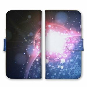 多機種対応 手帳型 スマホ ケース カバー iPhone15 AQUOS Galaxy Xperia ミラーボール 発光 ブルー