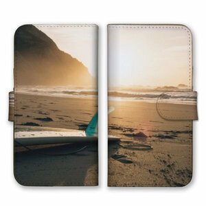 多機種対応 手帳型 スマホ ケース カバー iPhone15 AQUOS Galaxy Xperia 海 ビーチ 夕焼け