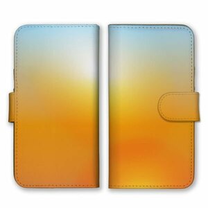 多機種対応 手帳型 スマホ ケース カバー iPhone15 AQUOS Galaxy Xperia ツートンカラー シンプル オレンジブルー