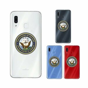 au Galaxy A30 SCV43 ギャラクシー スマホ ケース ハード カバー 海軍1 米軍 ミリタリー USN US NAVY クリアデザイン