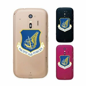 らくらくスマートフォン me F-01L スマホ ケース ハード カバー 空軍10 米軍 ミリタリー USAF クリアデザイン