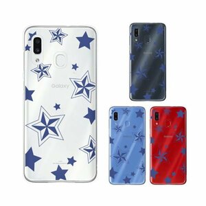 au Galaxy A30 SCV43 ギャラクシー スマホ ケース ハード カバー 星3 star シンプル クリアデザイン