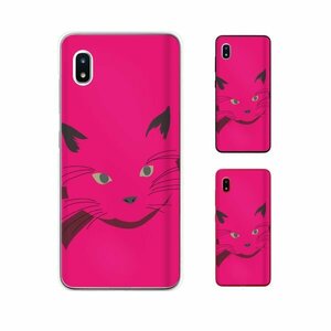 Galaxy A20 ( SC-02M / SCV46) ギャラクシー スマホ ケース ハード カバー 猫の顔3 ネコ リボン