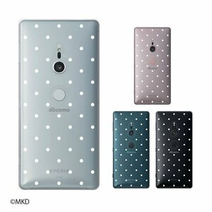 Xperia XZ2 SO-03K / SOV37 / 702SO スマホ ケース ハード カバー 水玉2 ドット 白 透明