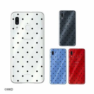 au Galaxy A30 SCV43 ギャラクシー スマホ ケース ハード カバー 水玉2 ドット 黒 透明