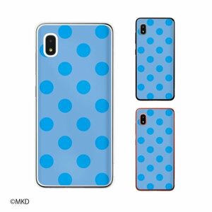 Galaxy A21 SC-42A ギャラクシー スマホ ケース ハード カバー 水玉 ブルー×ブルー