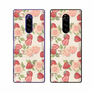 Xperia 1 SO-03L / SOV40 / 802SO スマホ ケース ハード カバー イチゴとバラ クリーム