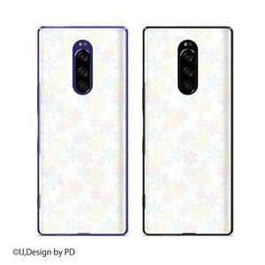 Xperia 1 SO-03L / SOV40 / 802SO スマホ ケース ハード カバー 雪の結晶2 白 ホワイト