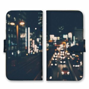 多機種対応 手帳型 スマホ ケース カバー iPhone15 AQUOS Galaxy Xperia 渋滞 夜景 街並み