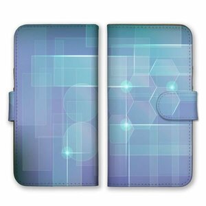多機種対応 手帳型 スマホ ケース カバー iPhone15 AQUOS Galaxy Xperia クリスタル 発光 ブルー