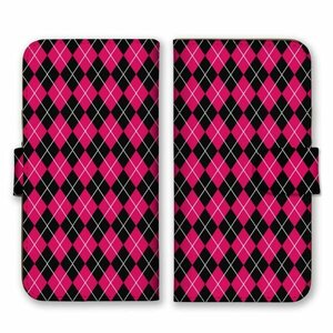 多機種対応 手帳型 スマホ ケース カバー iPhone15 AQUOS Galaxy Xperia ダイヤ柄 和柄 ピンク黒