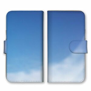 多機種対応 手帳型 スマホ ケース カバー iPhone15 AQUOS Galaxy Xperia 空 青 シンプル