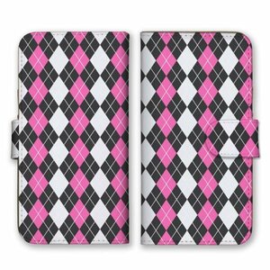 多機種対応 手帳型 スマホ ケース カバー iPhone15 AQUOS Galaxy Xperia ダイヤ柄 和柄 黒白ピンク