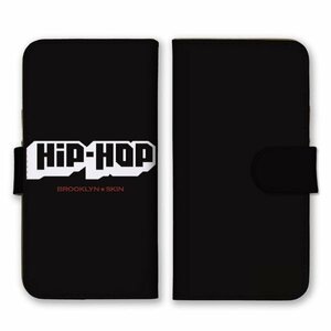 多機種対応 手帳型 スマホ ケース カバー iPhone15 AQUOS Galaxy Xperia Hip Hop シンプル ブラック