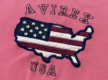 AVIREX USA 星条旗 アメリカ大陸 刺繍ロゴ 半袖 スウェット Tシャツ　　アヴィレックス アビレックス リブライン サーモンピンク 柳9630_画像4