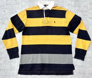 90s Polo by Ralph Lauren カットソー素材 ラガーシャツ　　90年代 ポロバイラルフローレン ナイガイ製 長袖ポロシャツ ビンテージ 柳9725