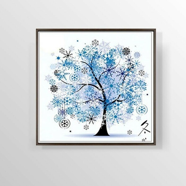 「冬の木」刺繍 クロスステッチキット 春夏秋冬 図案印刷 壁アート ばら売り