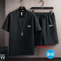 ジャージ 上下セットアップ スウェット メンズ 無地 半袖 Tシャツ ハーフパンツ トレーナー ルームウェア 部屋着 大きいサイズ 夏_画像2