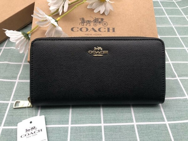 COACH コーチ 財布 長財布 プレゼント ブラック ブランド 小銭入れあり ギフト 新品未使用 ロゴ シグネチャー レザー ウォレット C218