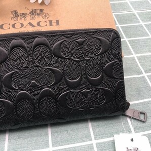 財布 長財布 COACH コーチ プレゼント ブラック メンズ 新品未使用 ラウンドファスナー レザー 小銭入れあり ウォレット ブランド C211の画像8