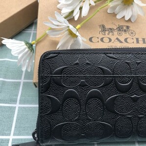 財布 長財布 COACH コーチ プレゼント ブラック メンズ 新品未使用 ラウンドファスナー レザー 小銭入れあり ウォレット ブランド C211の画像2