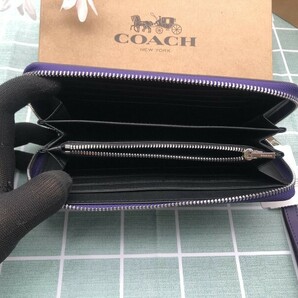 コーチ COACH 財布 長財布 新品未使用 紫 パープル 誕生日 レディース ロゴ シグネチャー レザー ウォレット プレゼント ブランド C158の画像10