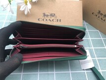 COACH 財布 長財布コーチ グリーン 緑 プレゼント 小銭入れあり ギフト ロゴ シグネチャー 新品 未使用 レザー ウォレット レディース C177_画像9