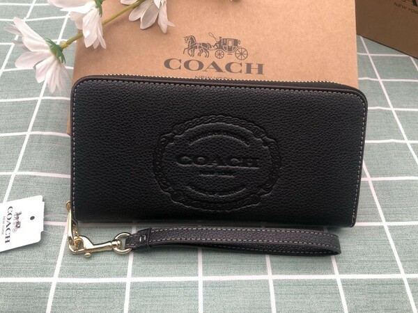 COACH 財布 長財布 コーチ メンズ レディース ウォレット ブラック プレゼント 小銭入れあり ギフト ロゴ シグネチャー 新品 レザー C343