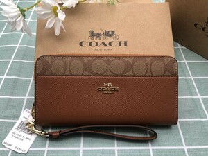 COACH 財布 長財布 コーチ プレゼント ブラウン ウォレット 誕生日 贈り物 ギフト レザー メンズ　レディース 新品未使用 ブランド C200